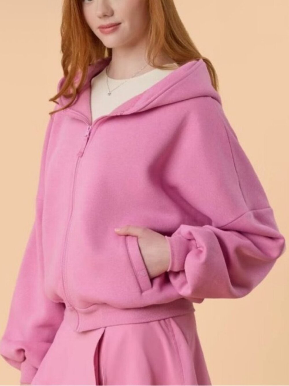 Blogilates byTarget X Women's Pink Marshmallow Zip Hoodie.